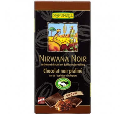 Ciocolata Nirwana neagra cu praline 55% cacao VEGANA 100g 