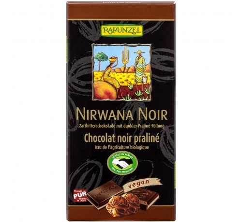 Ciocolata Nirwana neagra cu praline 55% cacao VEGANA 